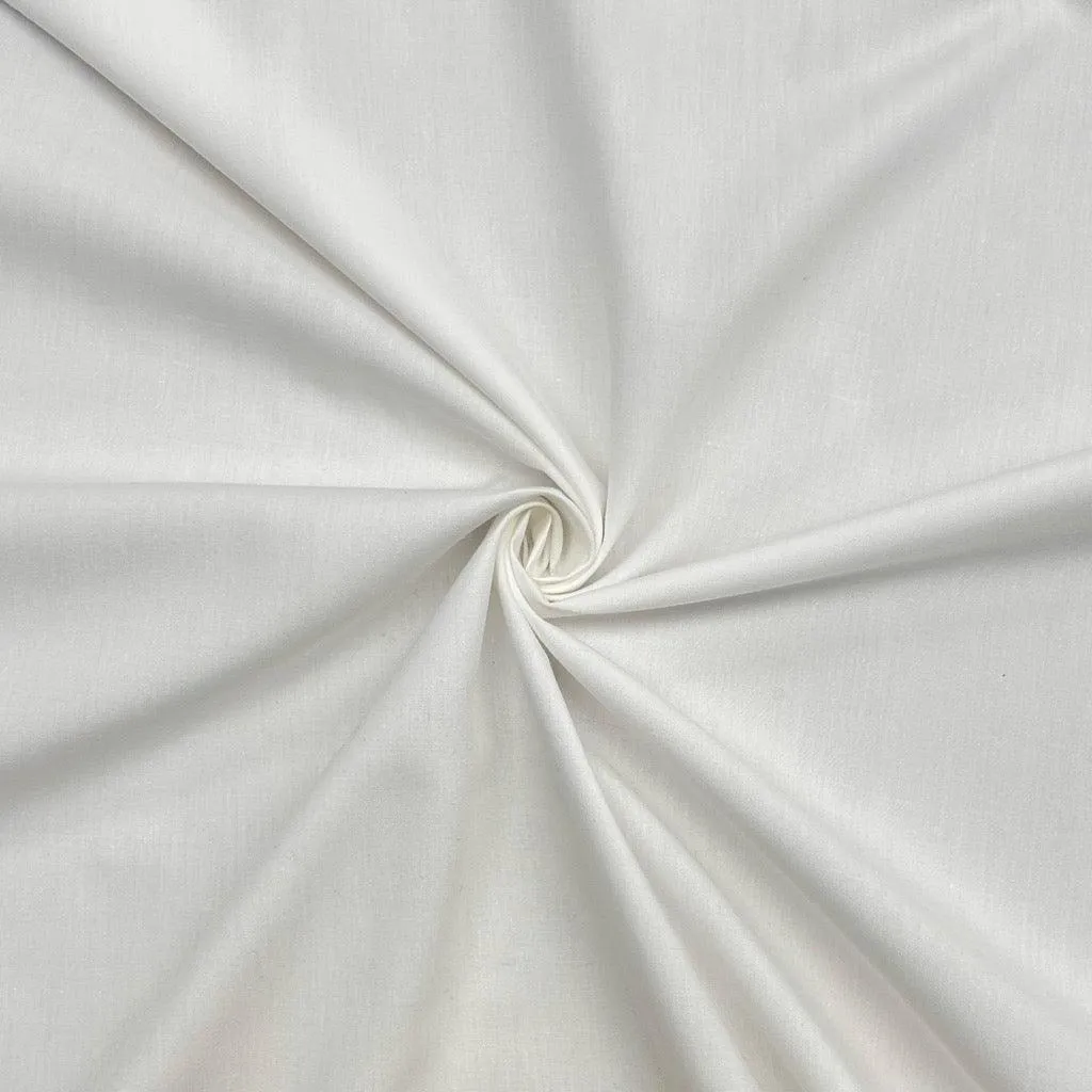 100% Cotton White Percale Sheeting Fabric - 116" Wide