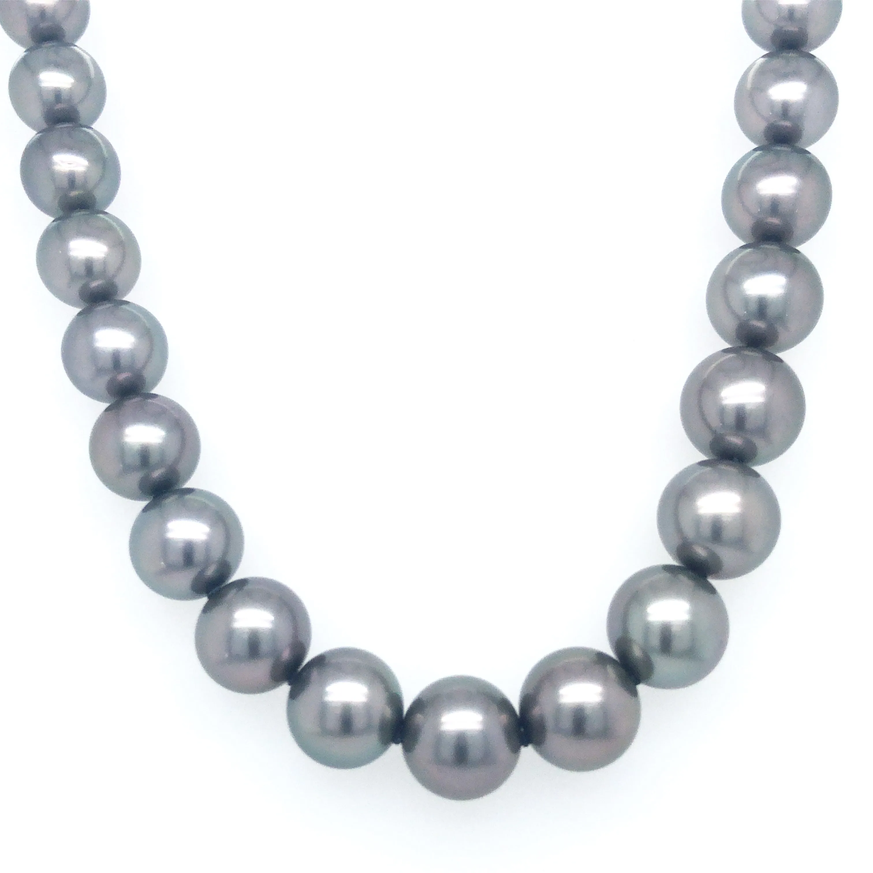 14KW Tahitian Necklace w/ 10 mm Pearls, Ball Clasp, 18" Chain