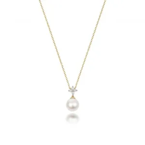 18ct Gold Diamond & Akoya Pearl Necklace NDQ200