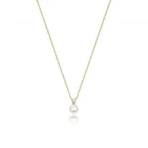 18ct Gold Diamond & Akoya Pearl Necklace NDQ201