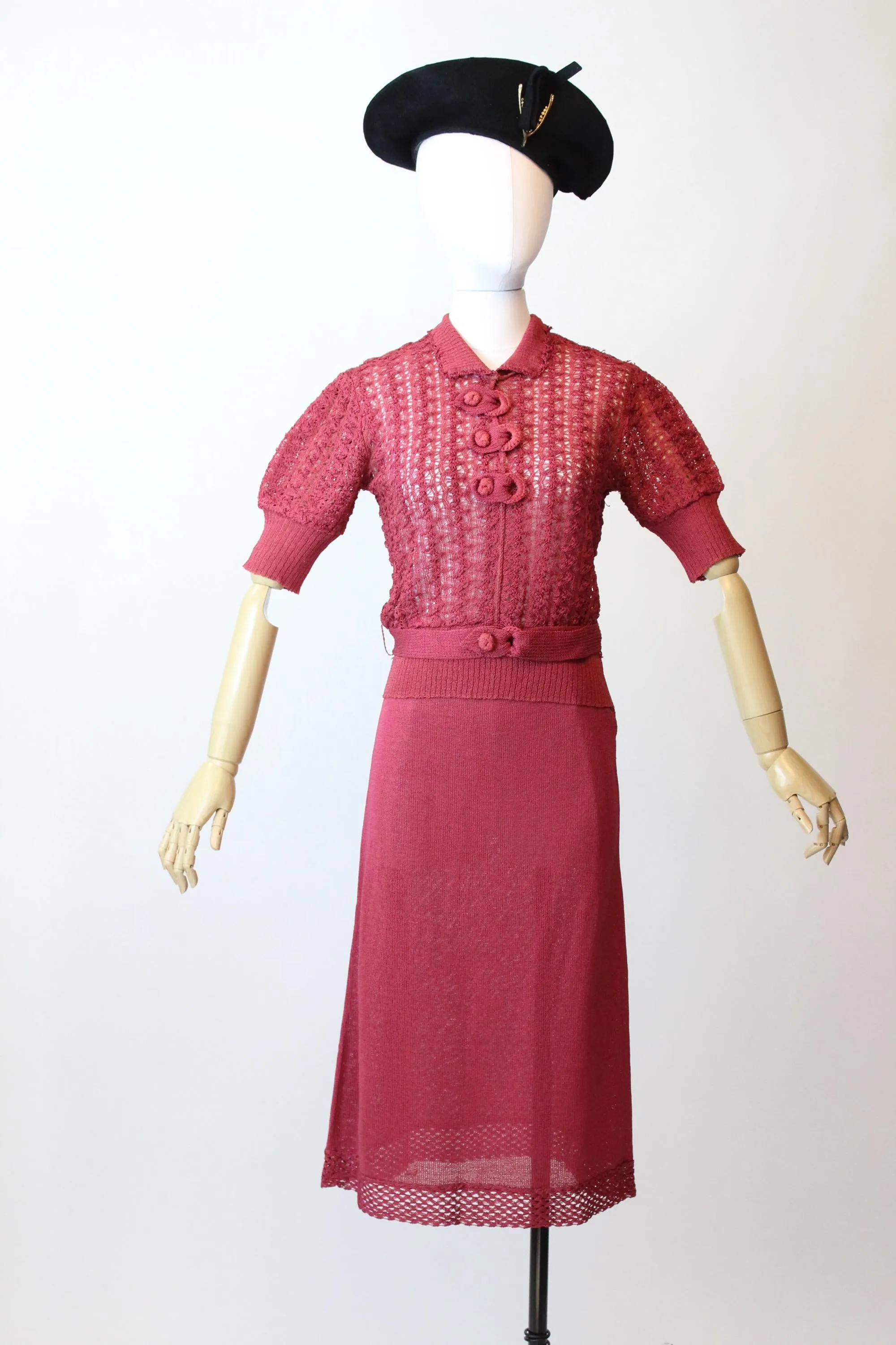 1930s KNIT THREE PIECE sweater set small | new fall winter