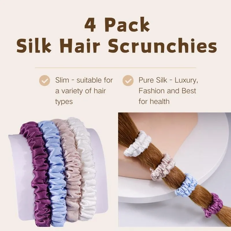 4 Pack Mini Silk Hair Ties - Simple - dropshipping