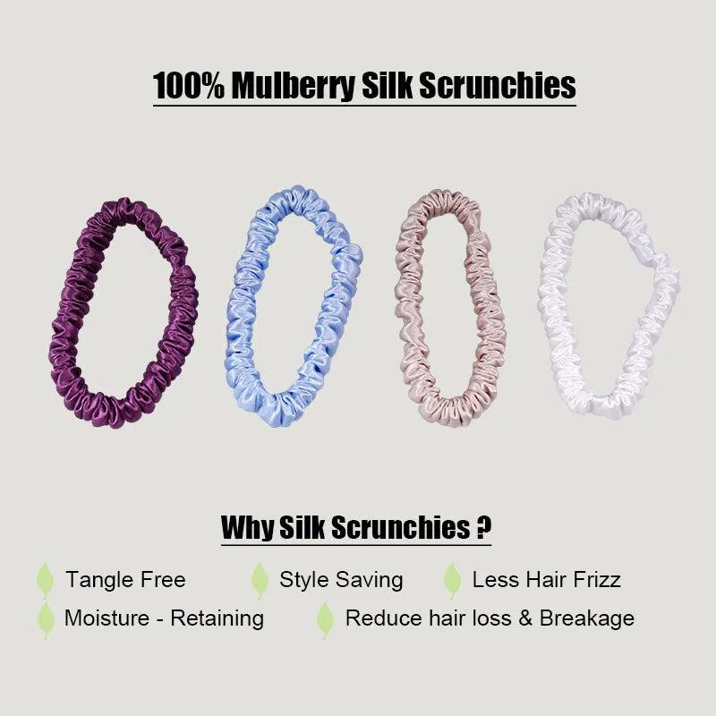 4 Pack Mini Silk Hair Ties - Simple - dropshipping