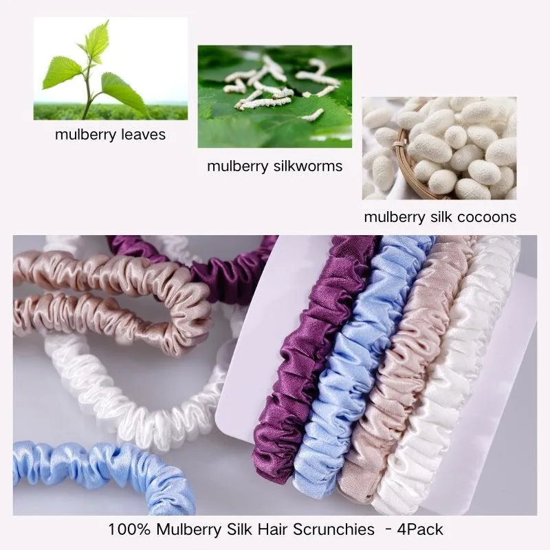 4 Pack Mini Silk Hair Ties - Simple - dropshipping