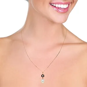 4.53 Carat 14K Solid Rose Gold Necklace Natural Pearl, Garnet Diamond