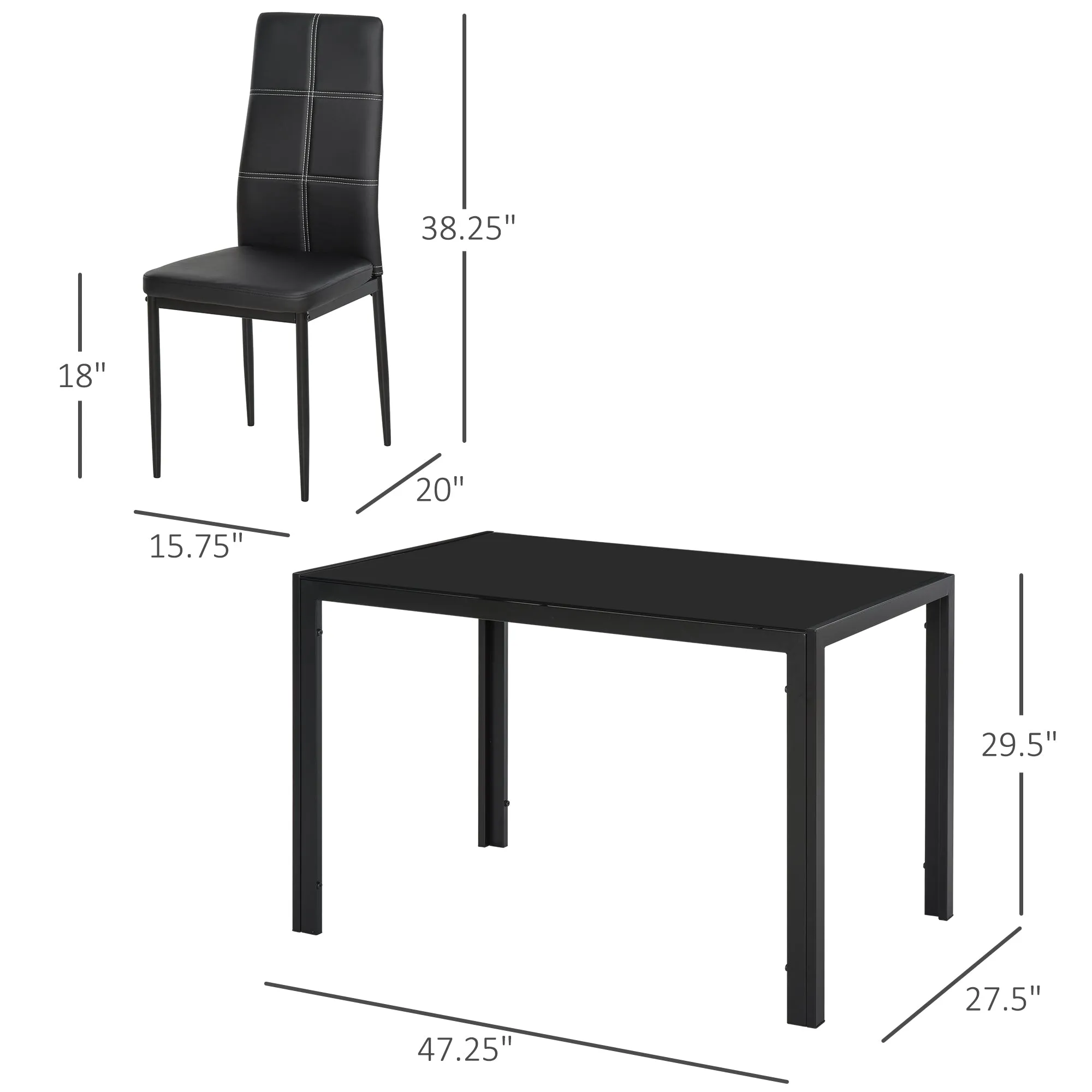 5pc Dining Set - Black