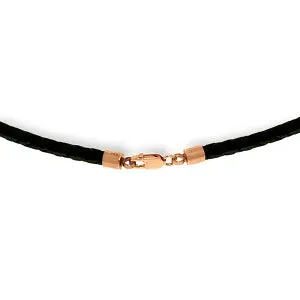 6 Carat 14K Solid Rose Gold Leather Necklace Natural Pearl