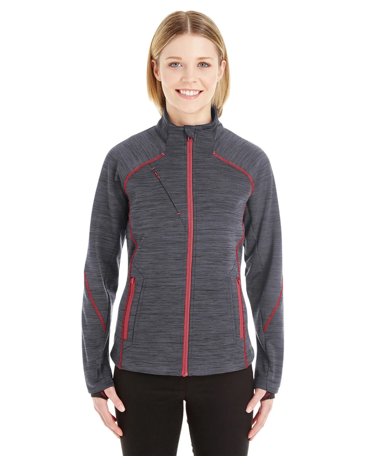 78697 Ash City - North End Sport Red Ladies' Flux Mélange Bonded Fleece Jacket