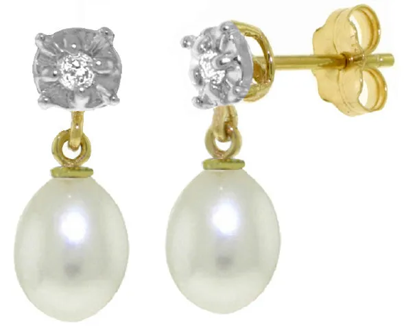 8.06 Carat 14K Solid White Gold Afterglow Pearl Diamond Earrings