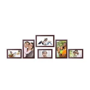 Amazon Brand - Solimo Collage Photo Frames, Set of 6, Wall Hanging (3 pcs - 4x6 inch, 3 pcs - 5x7 inch), Rosewood Color