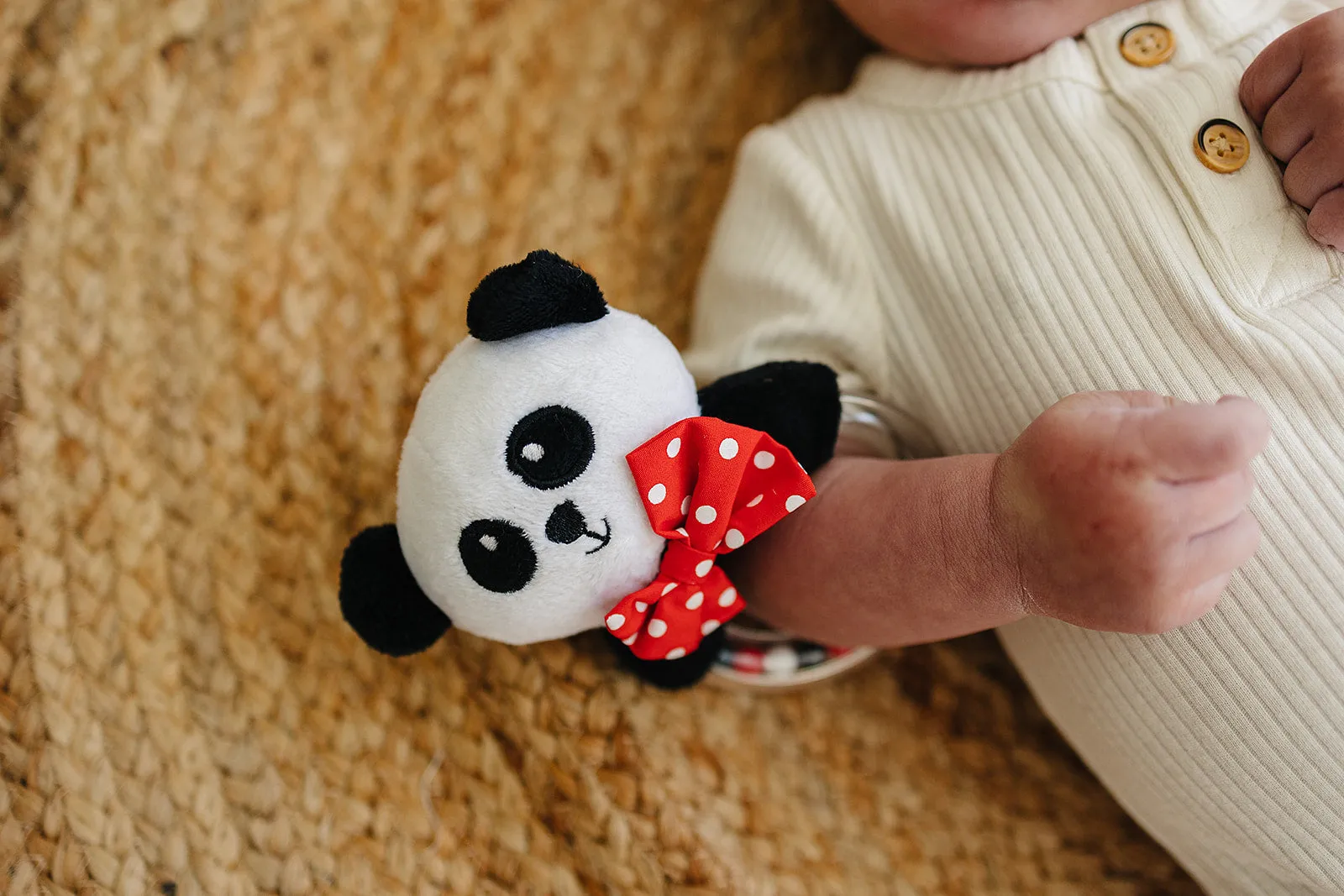 Baby Rattle in High-Contrast Black, White, Red