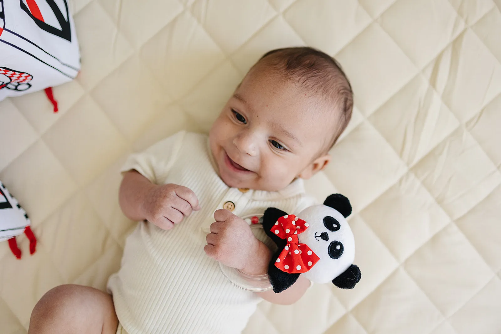 Baby Rattle in High-Contrast Black, White, Red