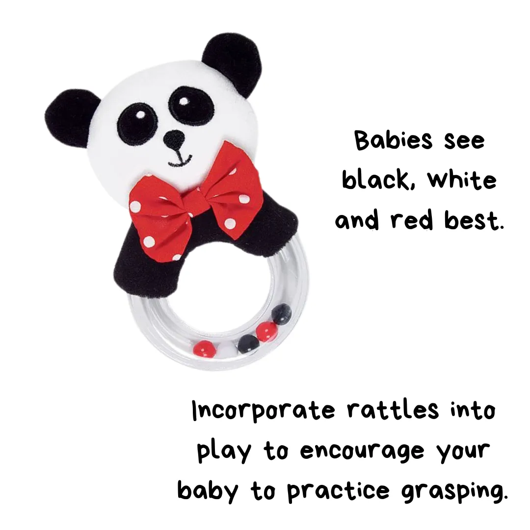 Baby Rattle in High-Contrast Black, White, Red