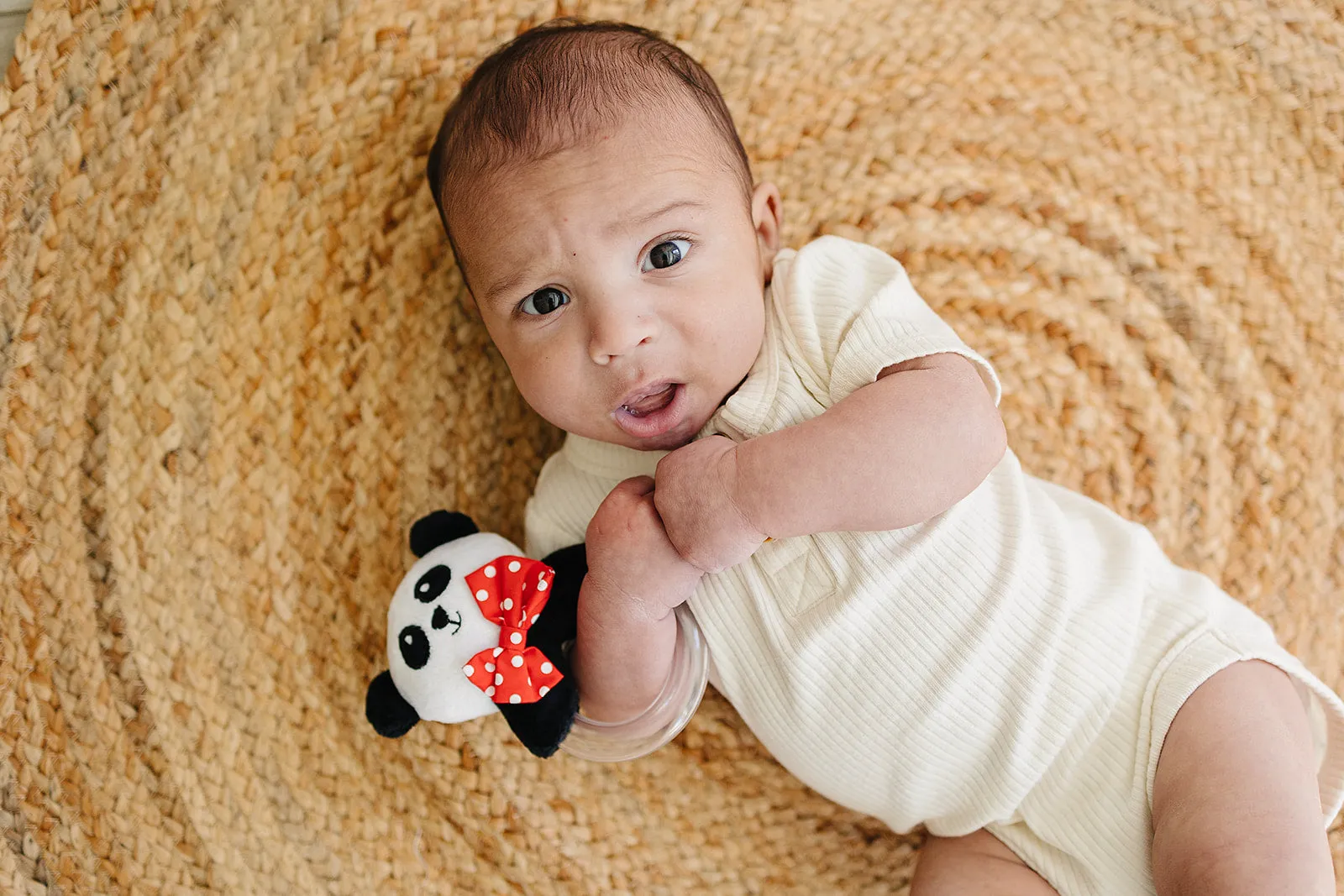 Baby Rattle in High-Contrast Black, White, Red