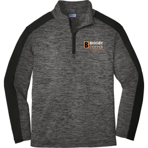 Biggby Coffee Hockey Club Youth PosiCharge  Electric Heather Colorblock 1/4-Zip Pullover