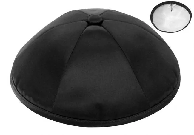 Black Deluxe Satin Kippah - Per Piece