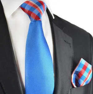 Blue Contrast Knot Tie Set by Paul Malone