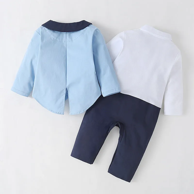 Boy Baby Gentleman Long-sleeved One-piece Suit Tuxedo Jacket Two-piece Children's Suit