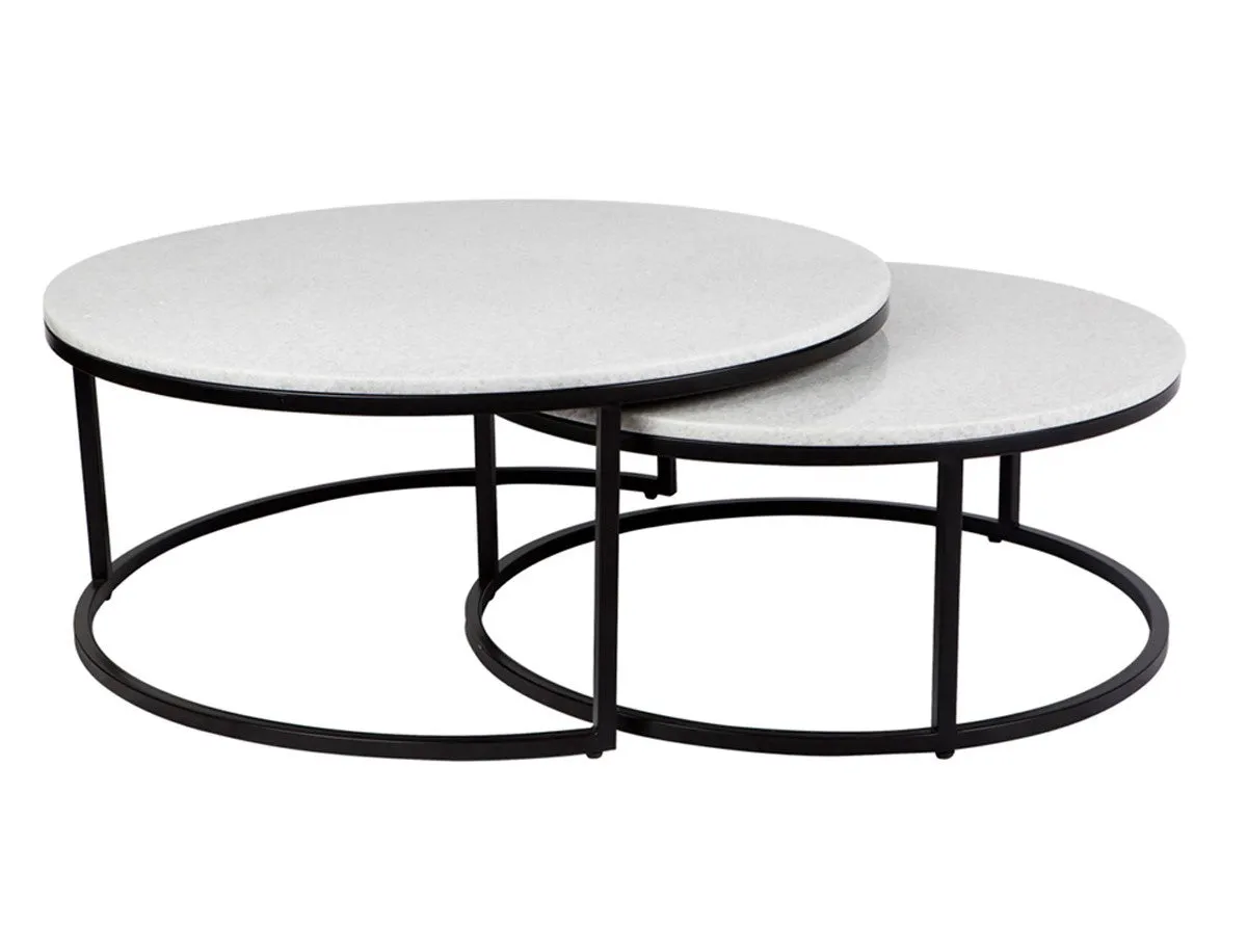 Chloe Stone Nesting Coffee Tables - Black