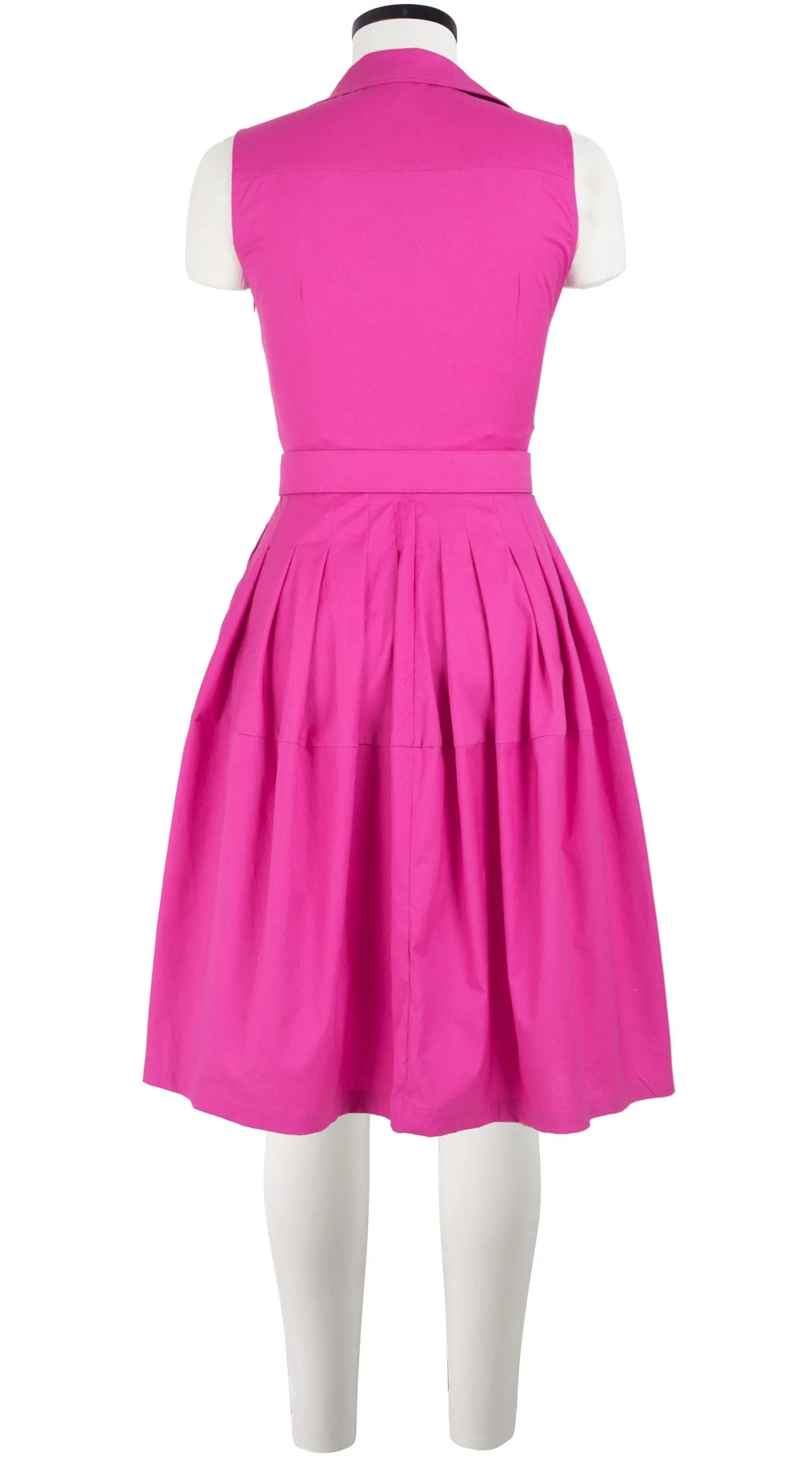 Claire Dress Shirt Collar Sleeveless Cotton Stretch_Solid_Hot Pink