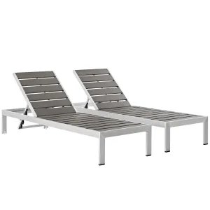 Coast Outdoor Patio Aluminum Wood Chaise Set of 2