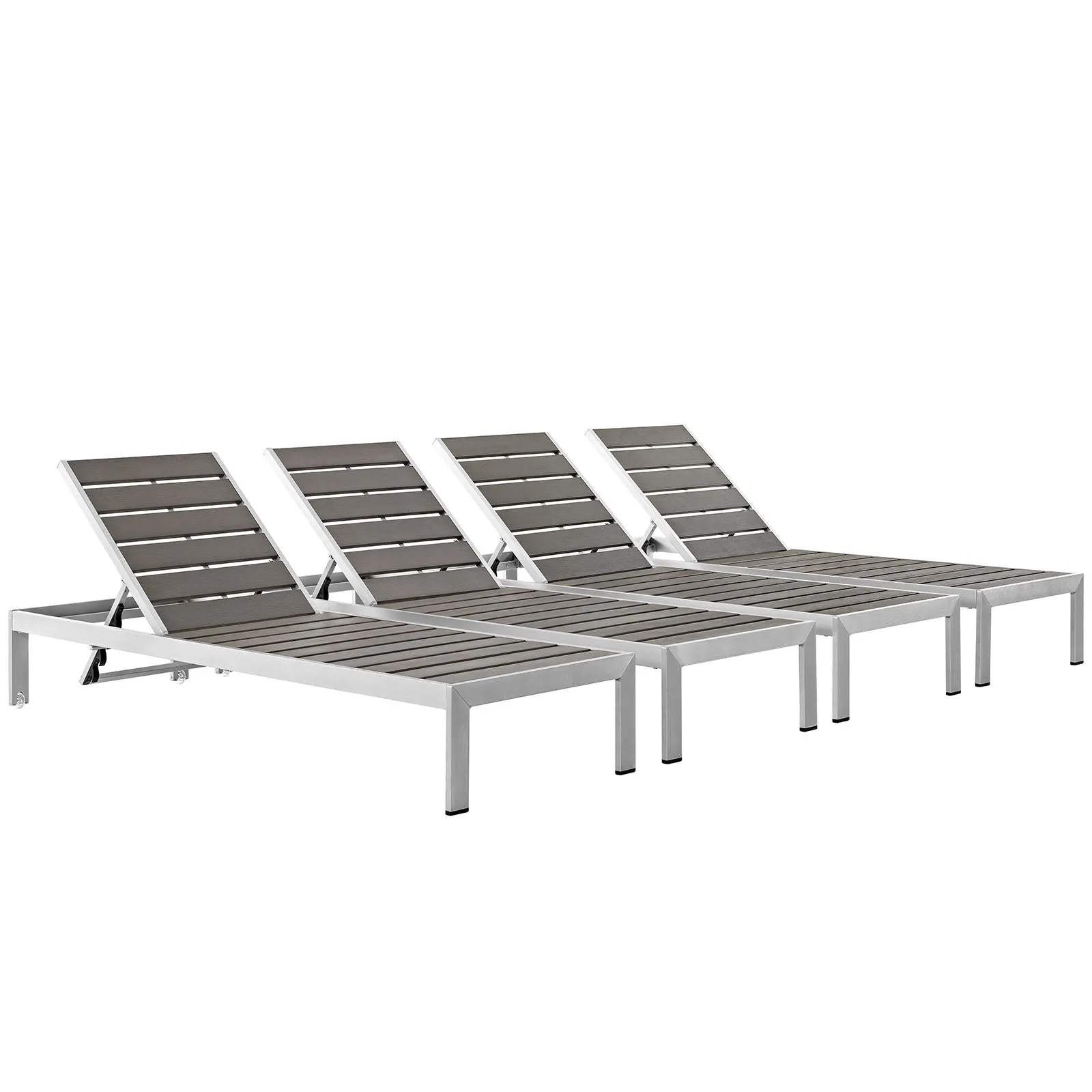 Coast Outdoor Patio Aluminum Wood Chaise Set of 4