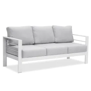 CozyHom 3-Seat Outdoor Patio Aluminum Sofa Furniture Sets Metal Patio Couch With Cushions, Outdoor Accent Chair Patio Long Decorative Sofa/Chairs, White