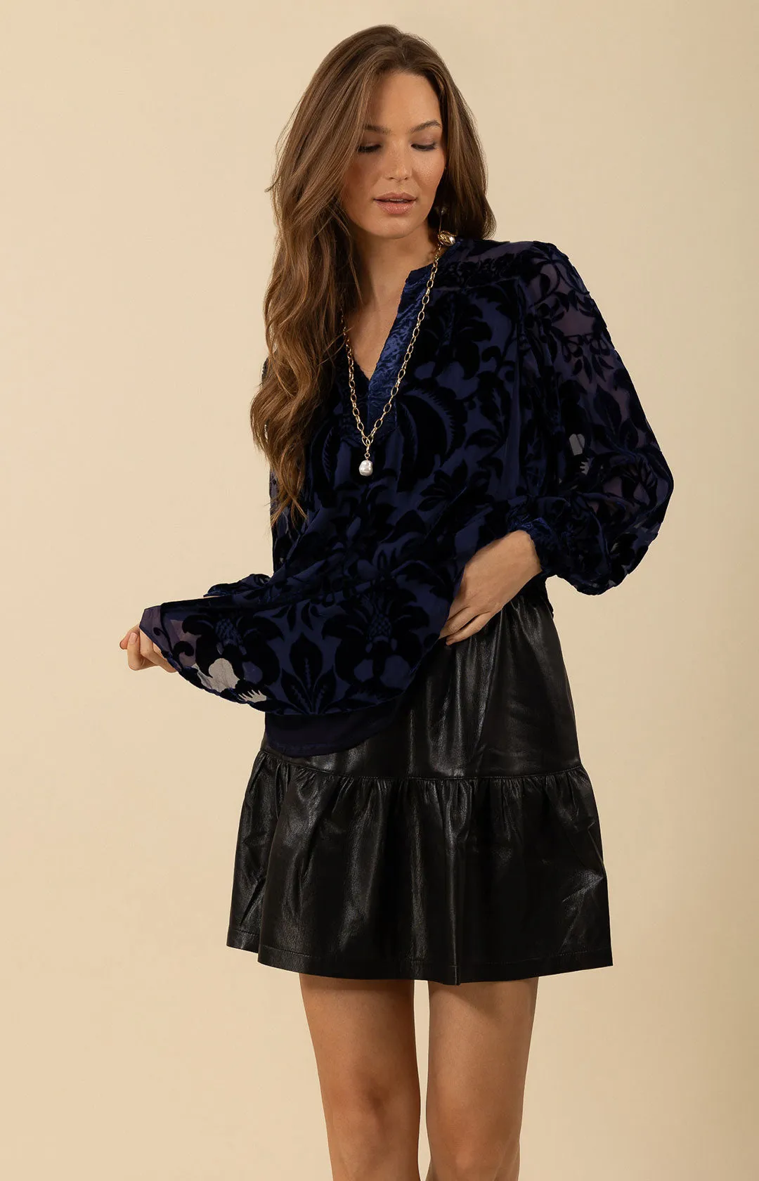 Danielle Velvet Burnout Solid Top