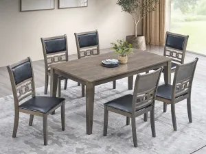 Elegant 7-Piece Dining Set with Black PU Cushion Seats