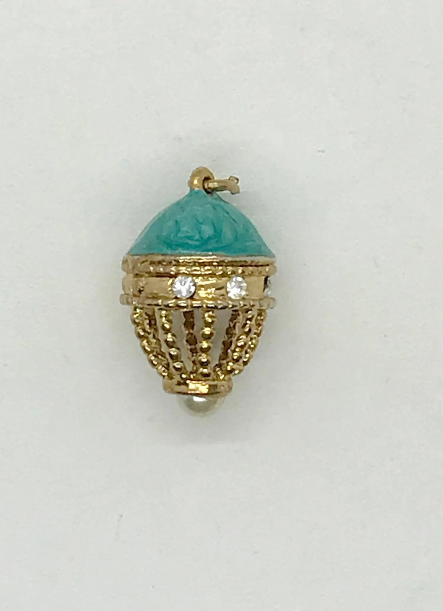 Exquisite Egg Pendant in Teal Enamel