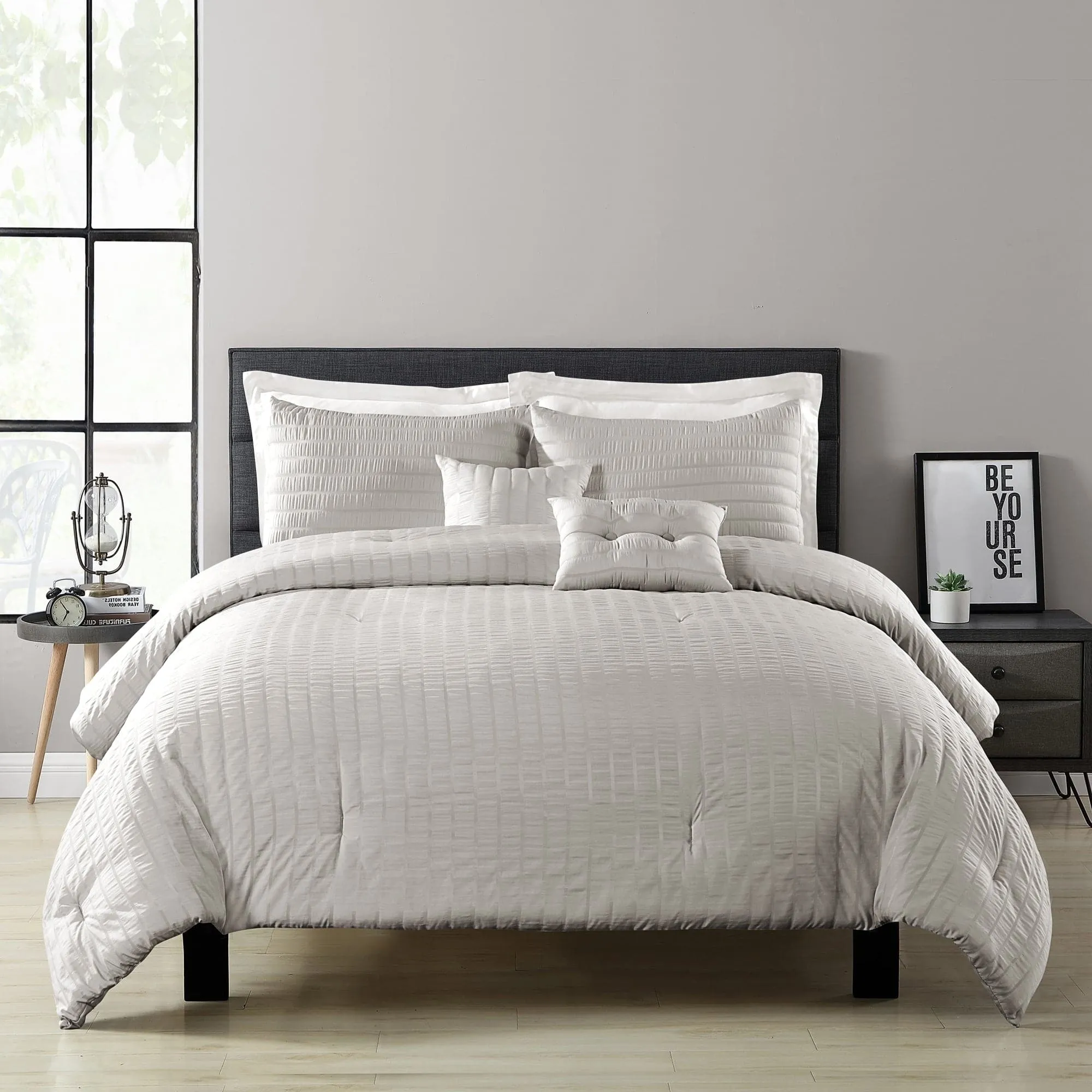 Farmhouse Seersucker 5 Piece Comforter Set