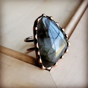 Genuine Labradorite Ring set in Antique Copper