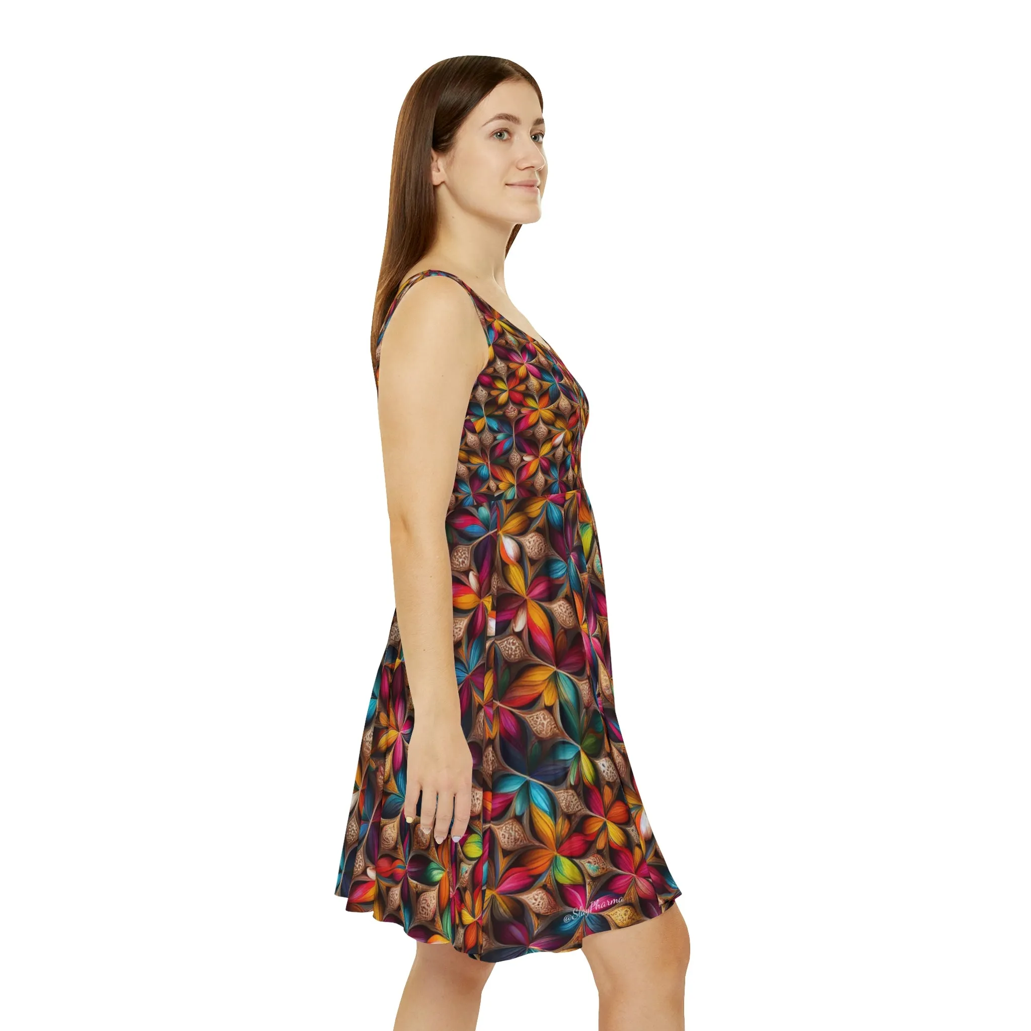 Geometric Flower Pattern Women's Skater Dress