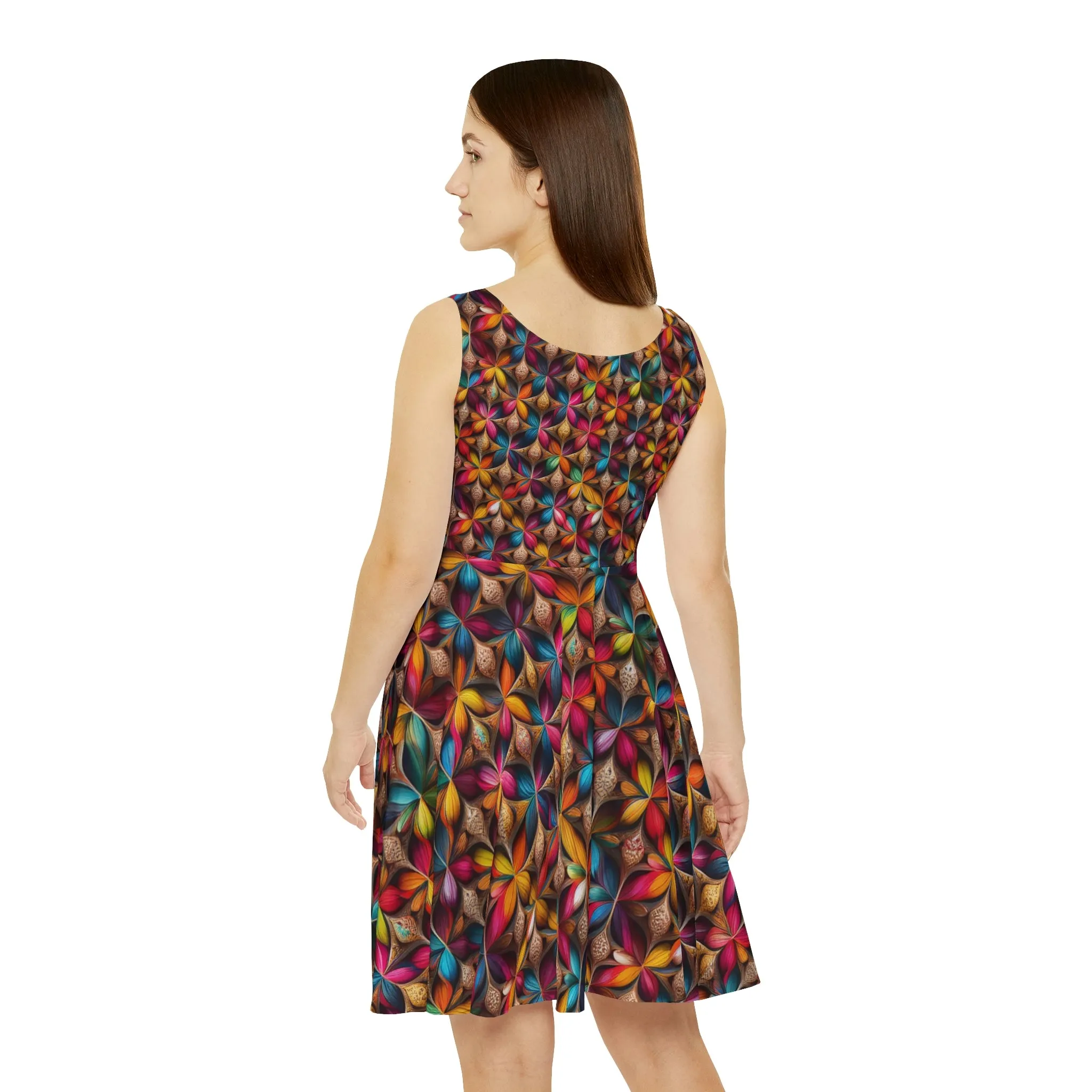 Geometric Flower Pattern Women's Skater Dress