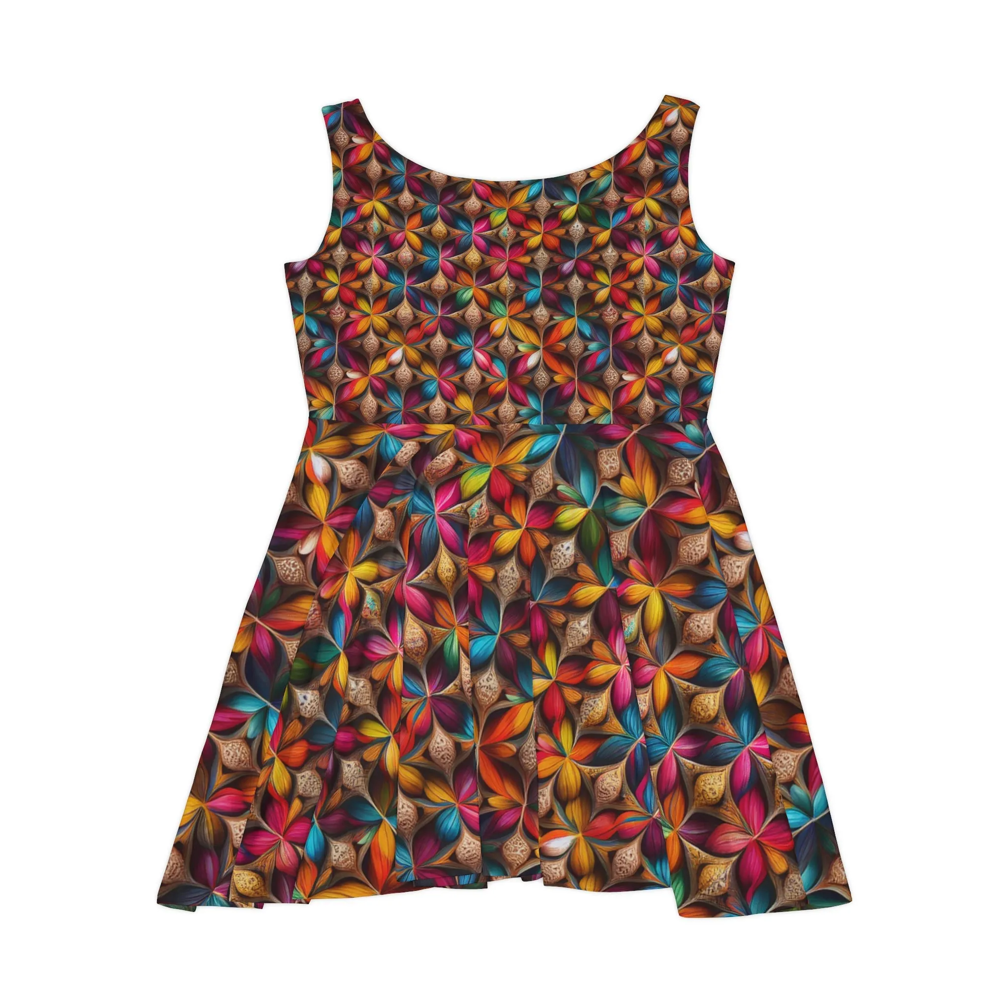 Geometric Flower Pattern Women's Skater Dress