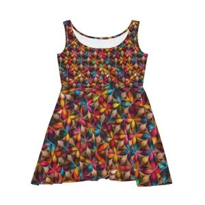 Geometric Flower Pattern Women's Skater Dress