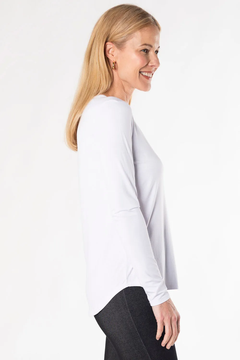 Georgia Crew Bamboo Long Sleeve - White