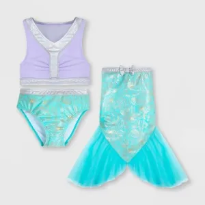 Girls' Disney The Little Mermaid 3pc Swimsuit - Lavender/Turquoise Blue 13 - Disney Store