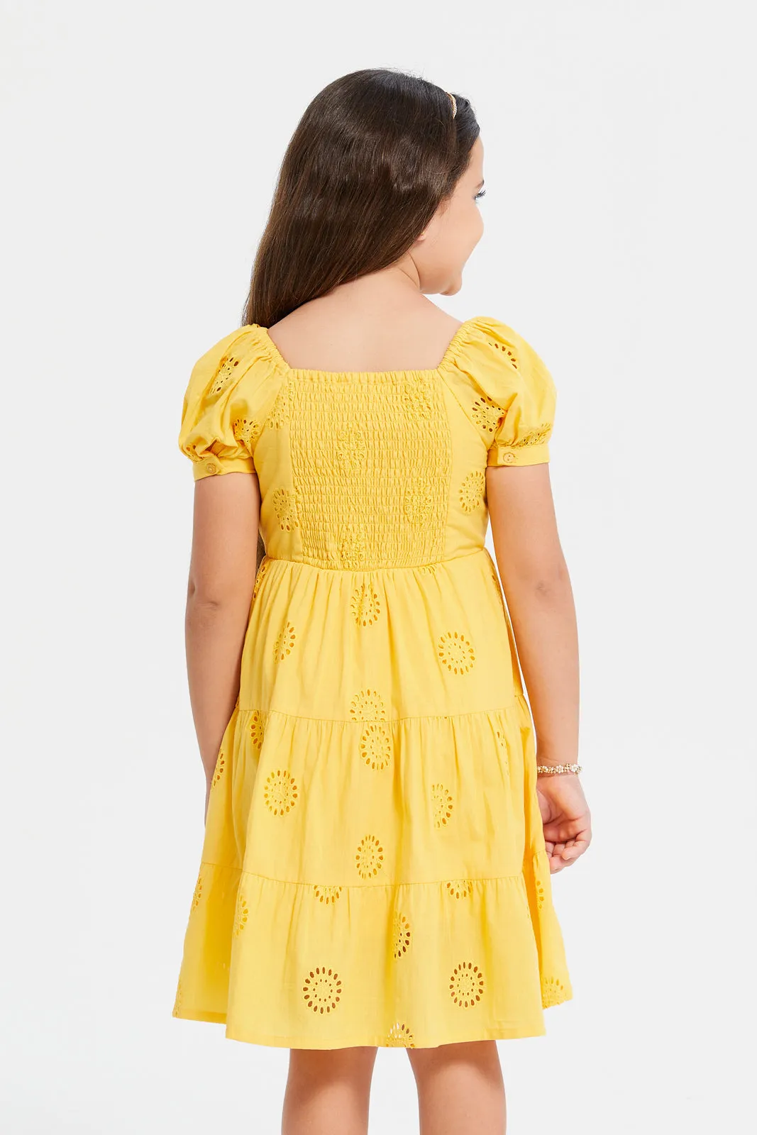 Girls Yellow Embellished Dress