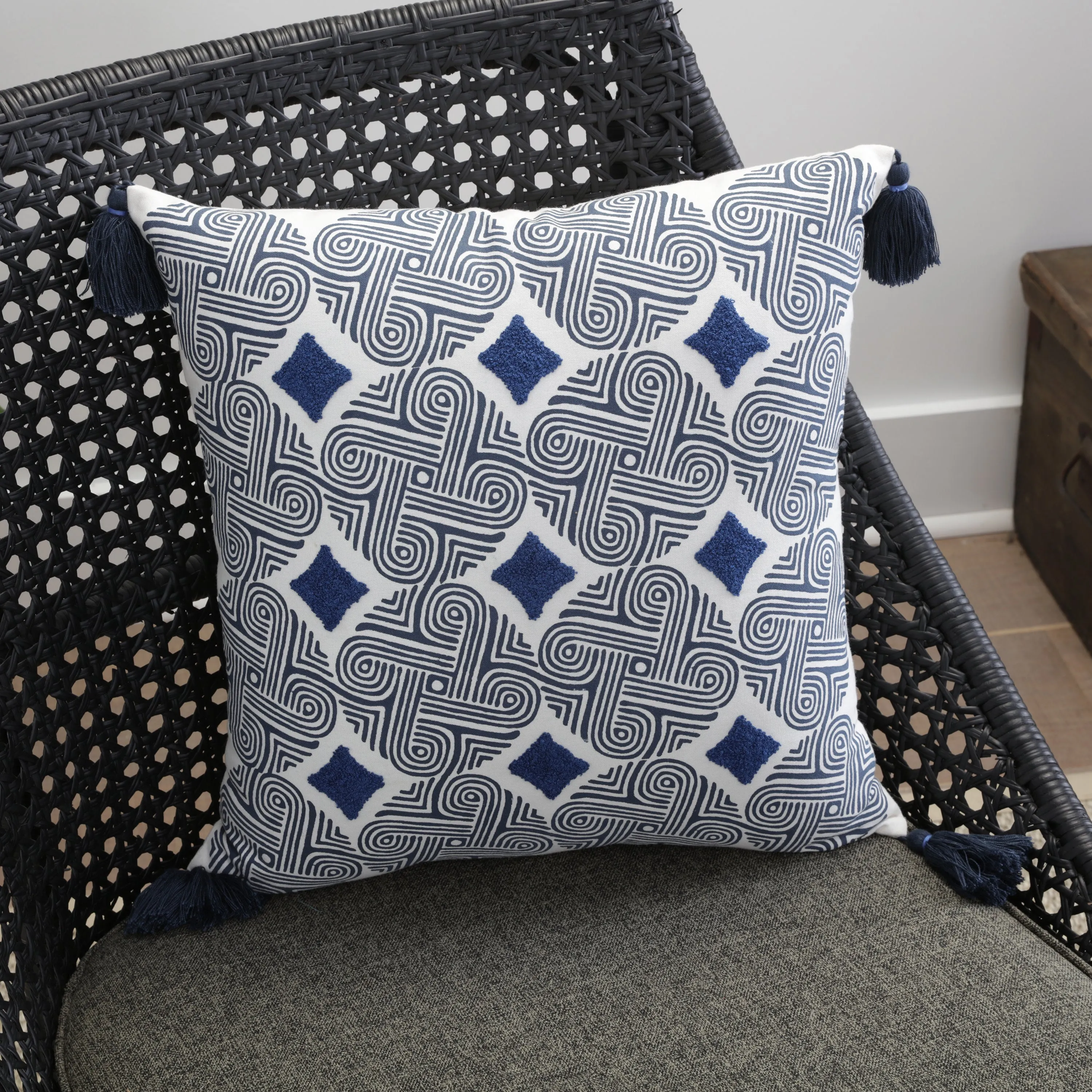 Hiawatha Blue/Black/White 18-Inch Throw Pillow