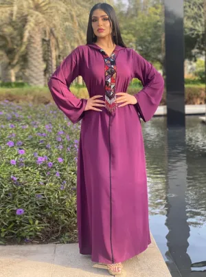 Hooded Robe Purple Dress With Diamond Tassels Women