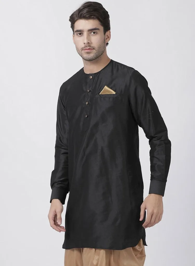 Jashvi Men's Black Cotton Blend Kurta