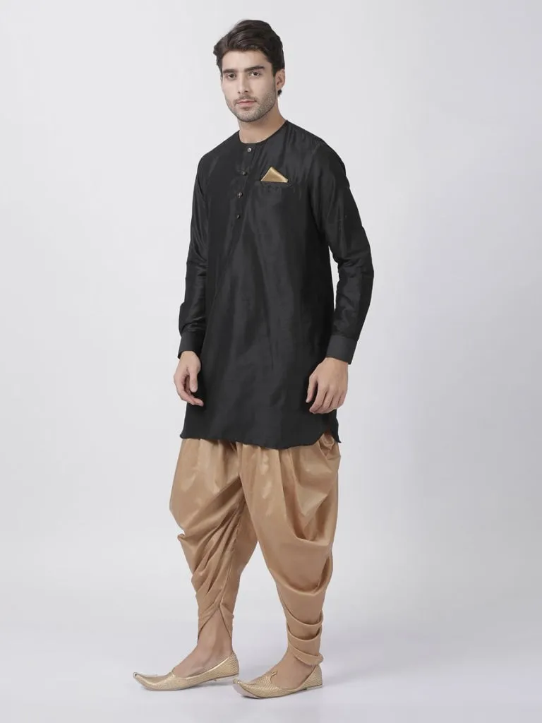 Jashvi Men's Black Cotton Blend Kurta