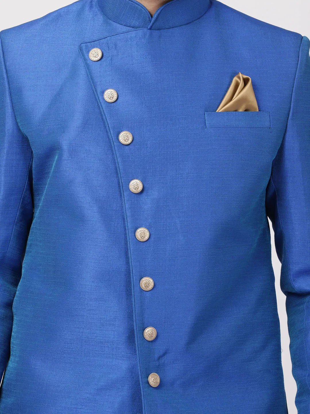 Jashvi Men's Blue Silk Blend Sherwani Only Top