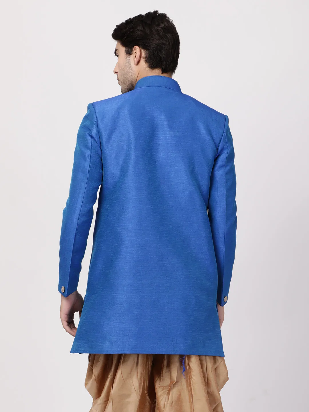 Jashvi Men's Blue Silk Blend Sherwani Only Top