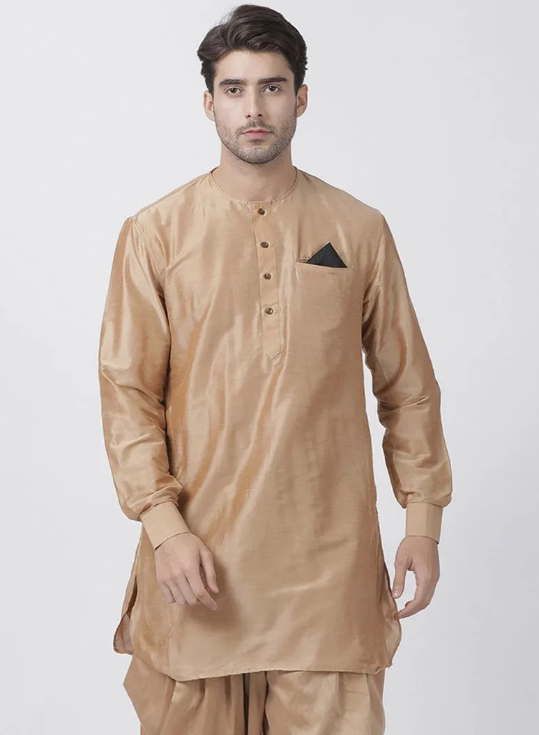 Jashvi Men's Gold Cotton Blend Kurta