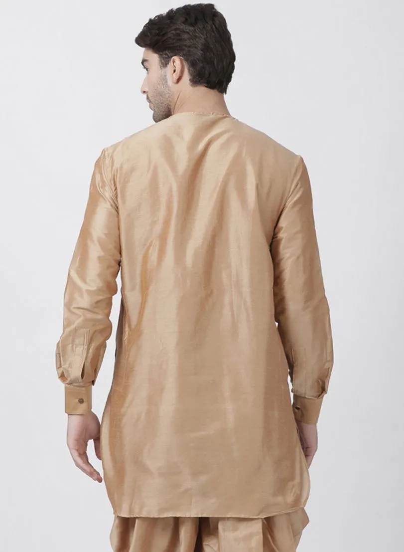 Jashvi Men's Gold Cotton Blend Kurta