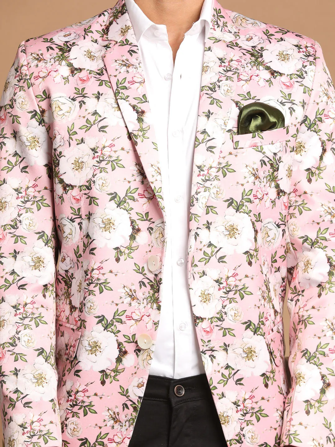 Jashvi Pink Floral Printed Baap Beta Blazer Set