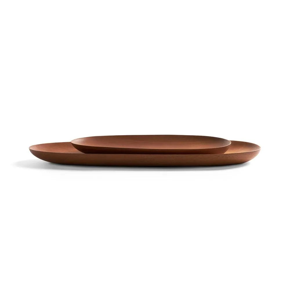 Mahogany Thin Oval Trays - Set Of 2