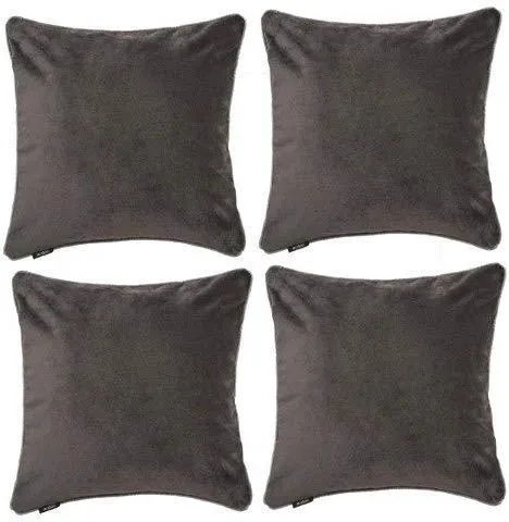 Matt Charcoal Grey Velvet 43cm x 43cm Contrast Piped Cushion Sets